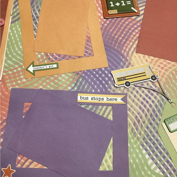Pre-Made 12x12 School Colorful Scrapbook Page Set-includes 4 school theme pages - Picture 4 of 7